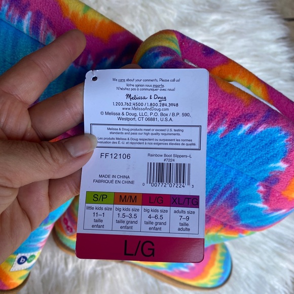 Women’s Rainbow Tie Dye Colorfull Boots Slippers Size 6 - Picture 5 of 6